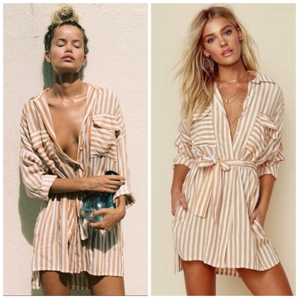 FAITHFULL THE BRAND Baia Shirt Dress in Pink
Almeria Stripe Size S Small